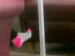 Candid Feet In Socks at Library