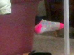 Candid Feet In Socks at Library