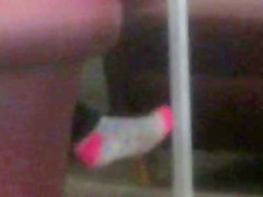 Candid Feet In Socks at Library