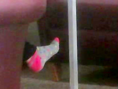 Candid Feet In Socks at Library