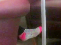 Candid Feet In Socks at Library