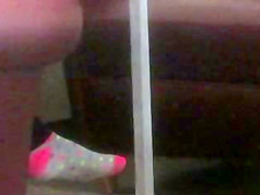 Candid Feet In Socks at Library
