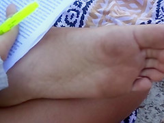 Candid soles at beach - teen 18+ studying