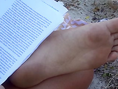 Candid soles at beach - teen 18+ studying