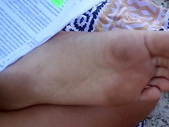Candid soles at beach - teen 18+ studying