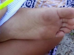 Candid soles at beach - teen 18+ studying