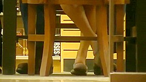 Candid teen 18+ girl feet in the library