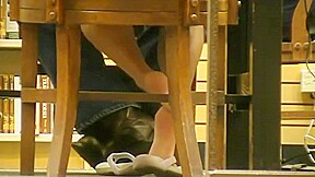 Candid teen 18+ girl feet in the library