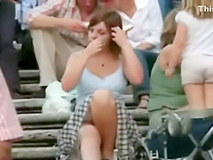 Checking her panties while she's sitting
