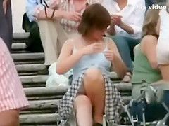 Checking her panties while she's sitting