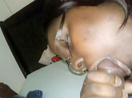 Chubby black slut sucks my cock in free amateur porn