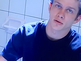 Cigar smoker jerks off in the bathroom and cums solo