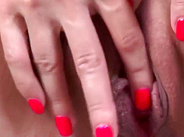Classic blonde teeasing by the door before fingering her wet