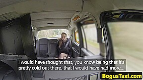 Classy tattooed yank takes a fake london cab