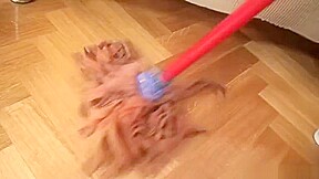 Cleaning woman gets her pussy filled with cock