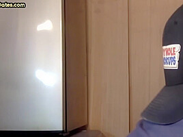 Cock hungry gloryhole DILF sucks dick in home private video
