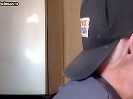 Cock hungry gloryhole DILF sucks dick in home private video