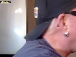 Cock hungry gloryhole DILF sucks dick in home private video