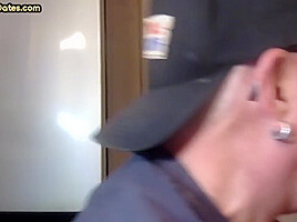 Cock hungry gloryhole DILF sucks dick in home private video