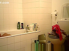 College girl with big tits takes a bath