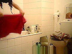 College girl with big tits takes a bath