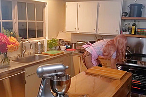 Crossdressed Sissy Baking Cupcakes rides bad dragon