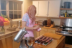 Crossdressed Sissy Baking Cupcakes rides bad dragon