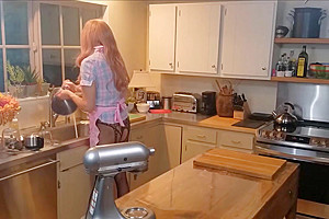 Crossdressed Sissy Baking Cupcakes rides bad dragon