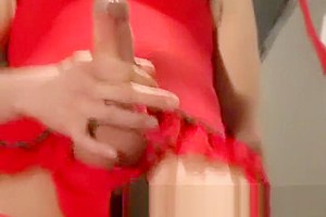 Crossdresser with big cock wasnt shy