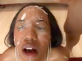 Cum faced black girl calls white girl to eat cum off her