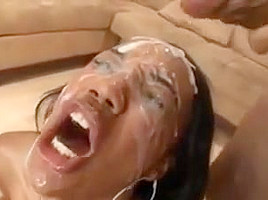 Cum faced black girl calls white girl to eat cum off her