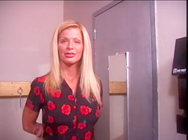 Cute blond made to stuff her nylons in her throat
