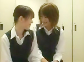 Cute japanese lesbian tongue kissing party