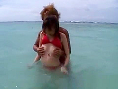 Delectable oriental Jun Nada caresses honey pot