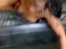 Dirty Black Girl Spits Up During Interracial Face Fuck