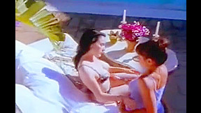 Dita Von Teese and Flower Edwards poolside pussyside