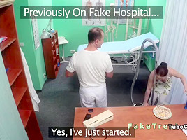 Doctor fucks nurse and cleaning lady in fake hospital