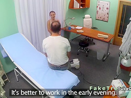 Doctor fucks nurse and cleaning lady in fake hospital