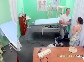 Doctor fucks nurse and cleaning lady in fake hospital