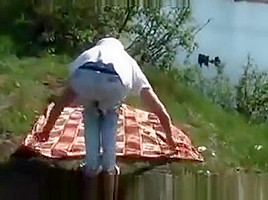 Doggy style outdoor sex on a picnic
