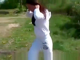 Doggy style outdoor sex on a picnic
