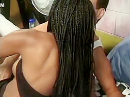 Ebony Babe With Phat Ass Rides A Hard White Cock