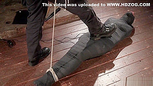 Ebony in chair bondage anal hooked