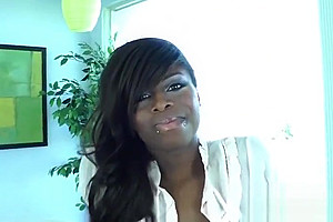 Ebony tgirl shows off her fit body