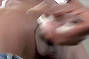 Ebony tranny jerks off her big cock