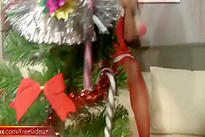 Erotic Santa Ladyboy Lets Her Cock Hang Loosely From Panties 7 Min