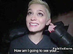 Euro Blonde Flashing Big Tits Outdoor And Fucking