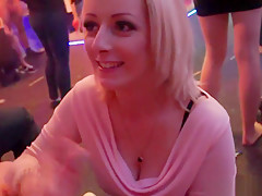 Euro babes banged and jizzed on at a party