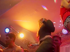 Euro babes banged and jizzed on at a party