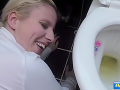 Eva Engel In Pervy Piss And Fuck Session With Stepdad On The Toilet